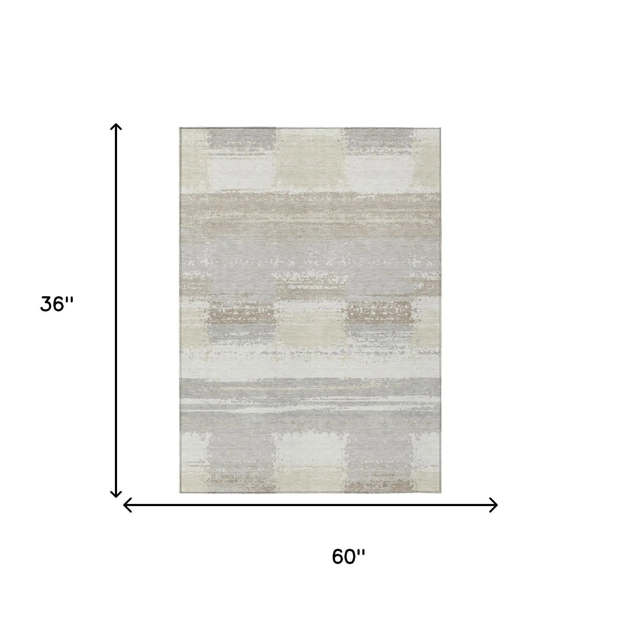 3' X 5' Ivory And Silver Geometric Washable Indoor Outdoor Area Rug Homeroots Outdoor
