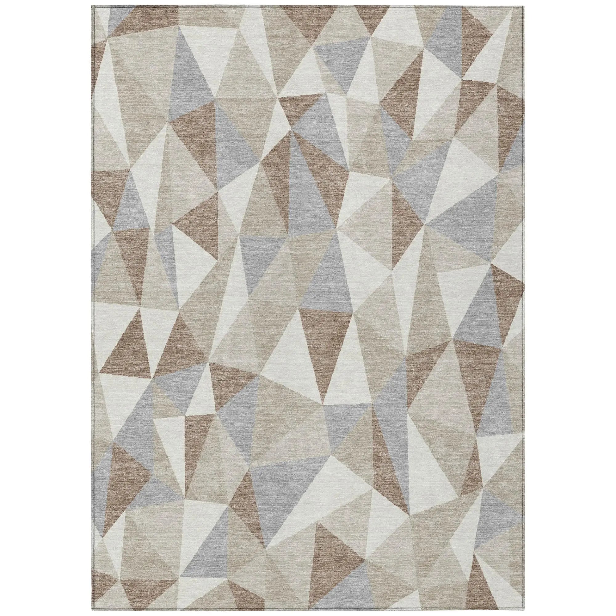 3' X 5' Ivory And Silver Geometric Washable Indoor Outdoor Area Rug Homeroots Outdoor