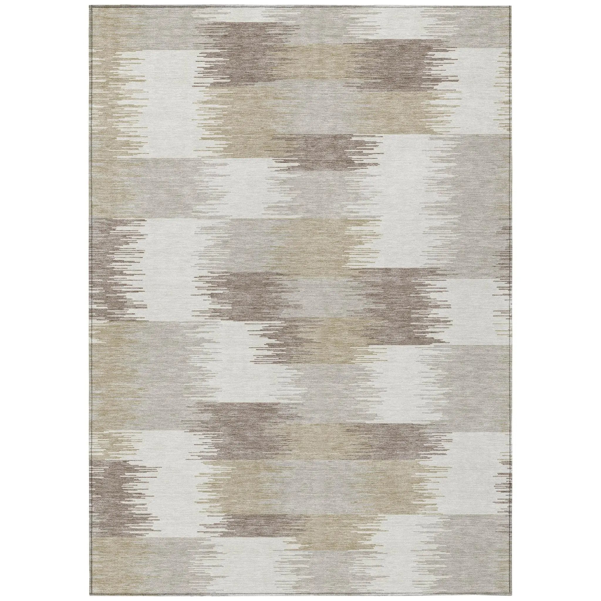 3' X 5' Ivory And Silver Geometric Washable Indoor Outdoor Area Rug Homeroots Outdoor