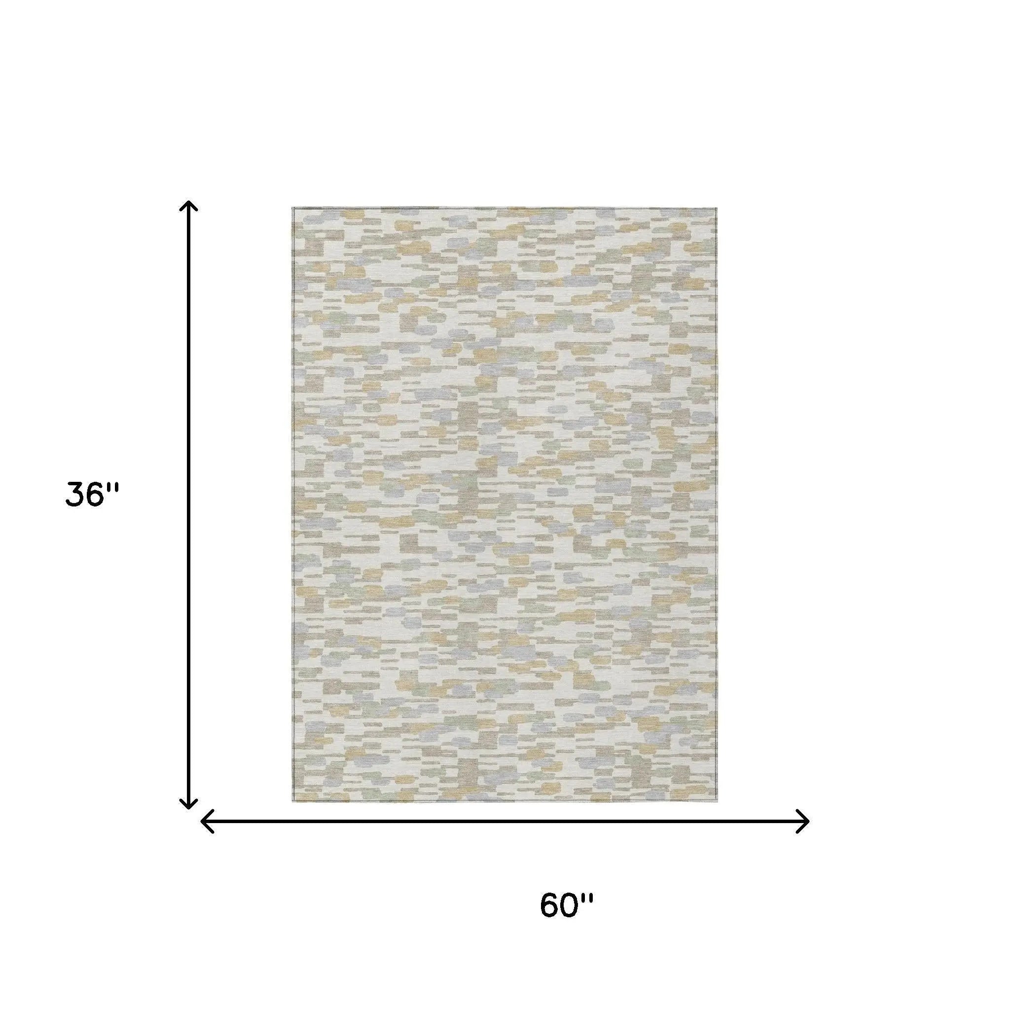 3' X 5' Ivory And Silver Geometric Washable Indoor Outdoor Area Rug Homeroots Outdoor