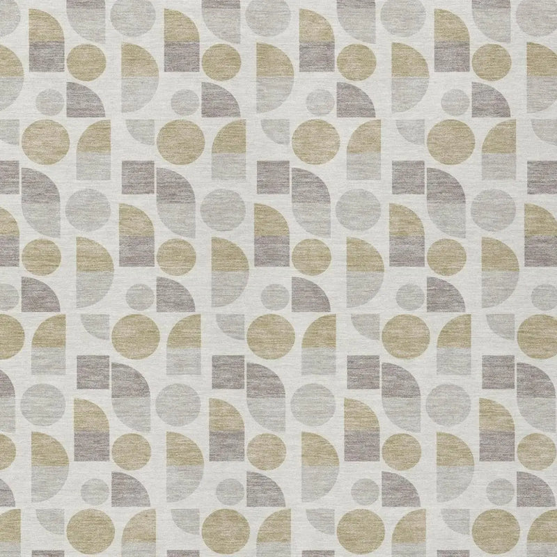 3' X 5' Ivory And Silver Geometric Washable Indoor Outdoor Area Rug Homeroots Outdoor