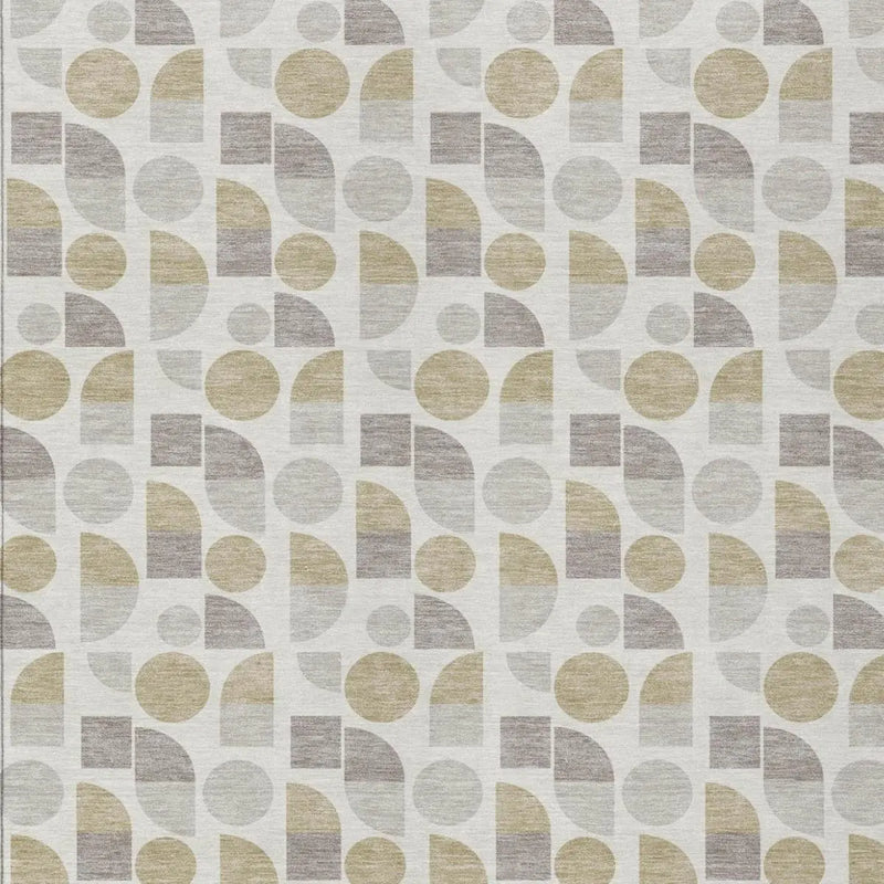 3' X 5' Ivory And Silver Geometric Washable Indoor Outdoor Area Rug Homeroots Outdoor