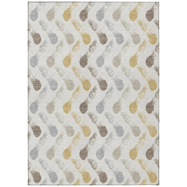 3' X 5' Ivory And Silver Geometric Washable Indoor Outdoor Area Rug Homeroots Outdoor