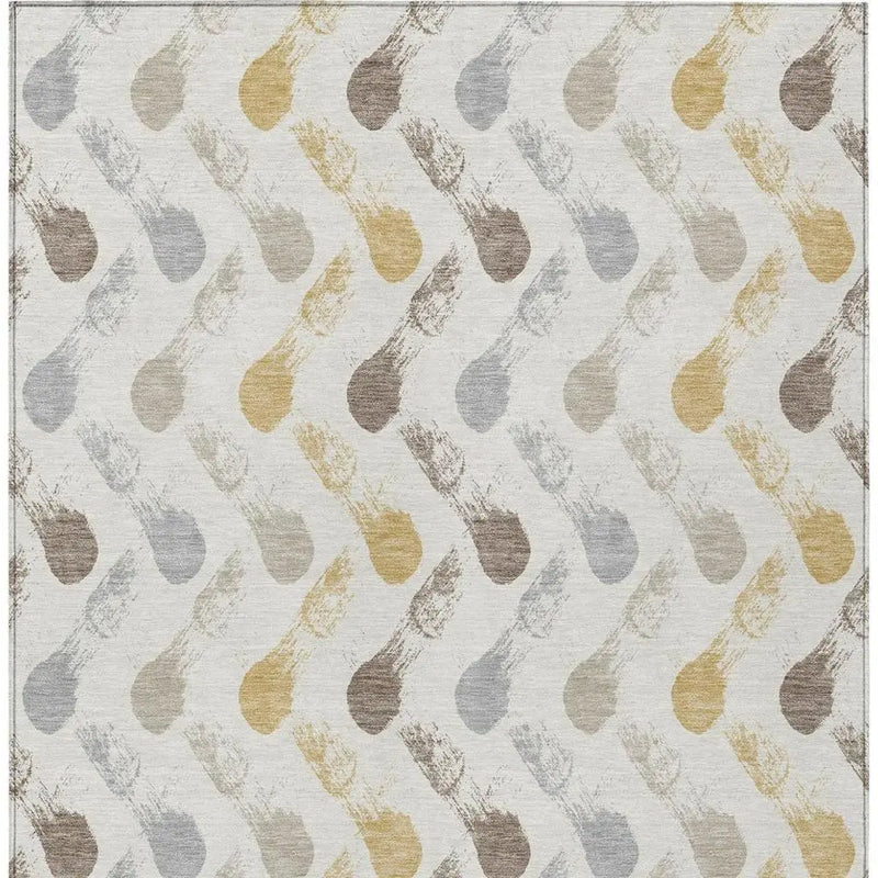 3' X 5' Ivory And Silver Geometric Washable Indoor Outdoor Area Rug Homeroots Outdoor
