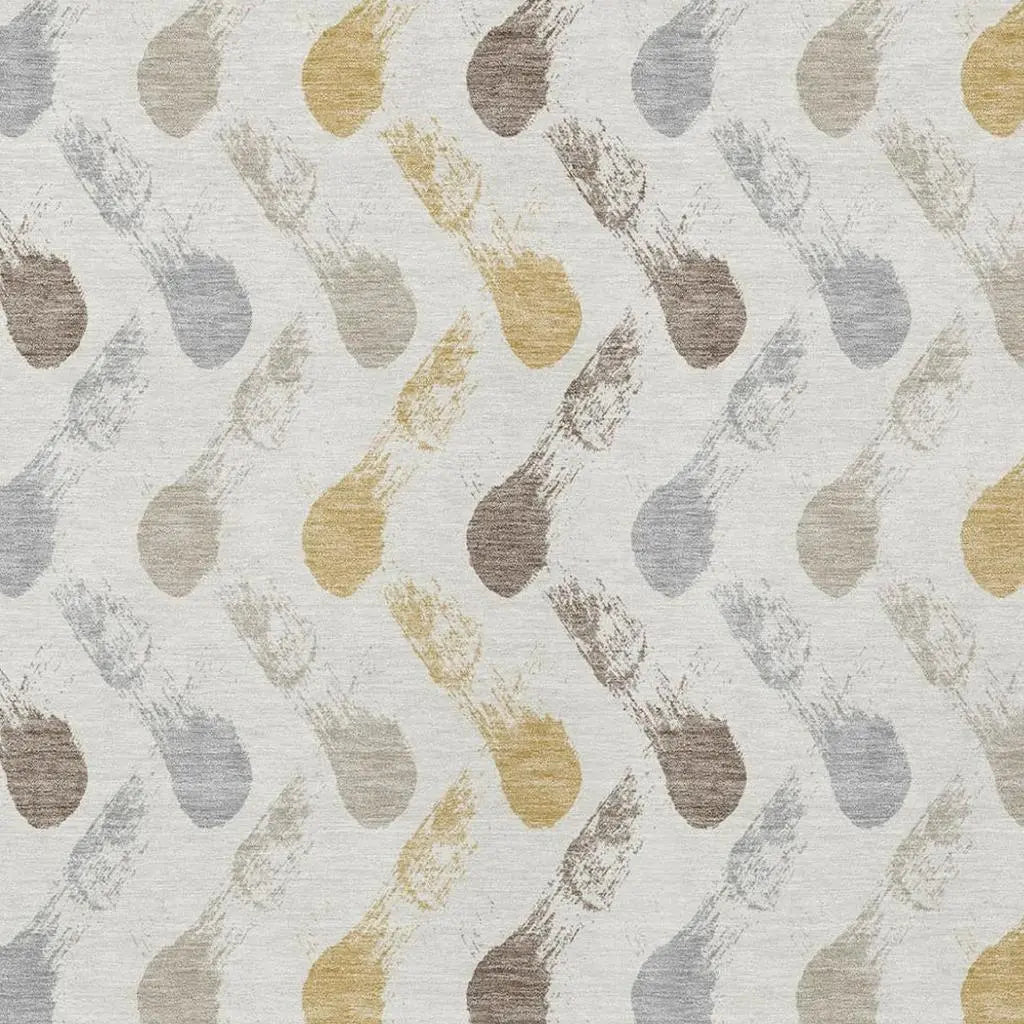 3' X 5' Ivory And Silver Geometric Washable Indoor Outdoor Area Rug Homeroots Outdoor