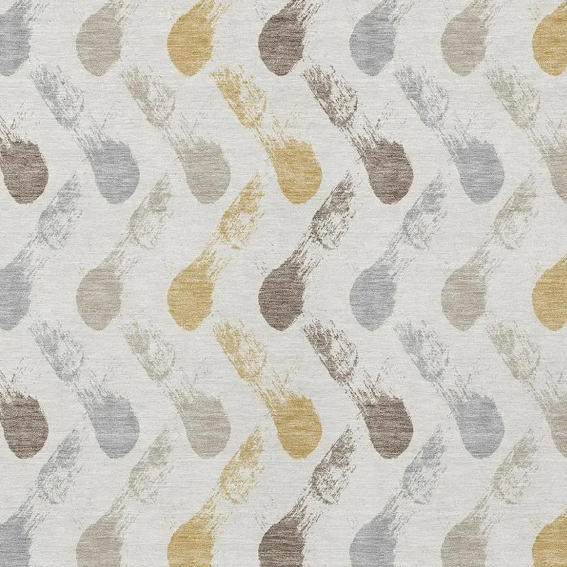 3' X 5' Ivory And Silver Geometric Washable Indoor Outdoor Area Rug Homeroots Outdoor