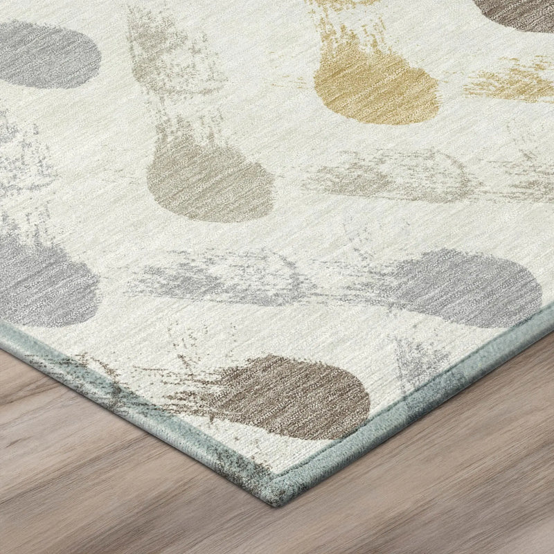3' X 5' Ivory And Silver Geometric Washable Indoor Outdoor Area Rug Homeroots Outdoor