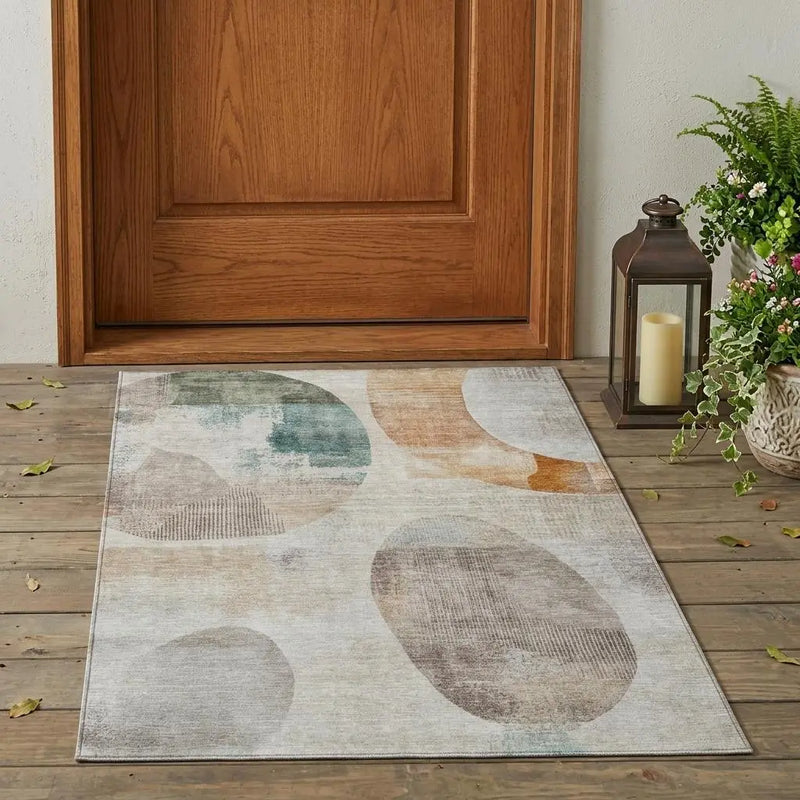 3' X 5' Ivory And Silver Geometric Washable Indoor Outdoor Area Rug Homeroots Outdoor