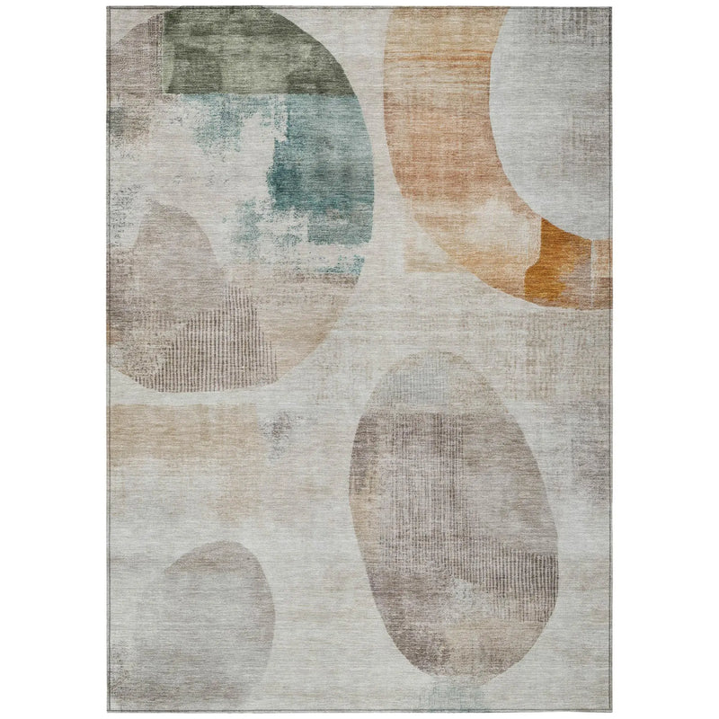 3' X 5' Ivory And Silver Geometric Washable Indoor Outdoor Area Rug Homeroots Outdoor