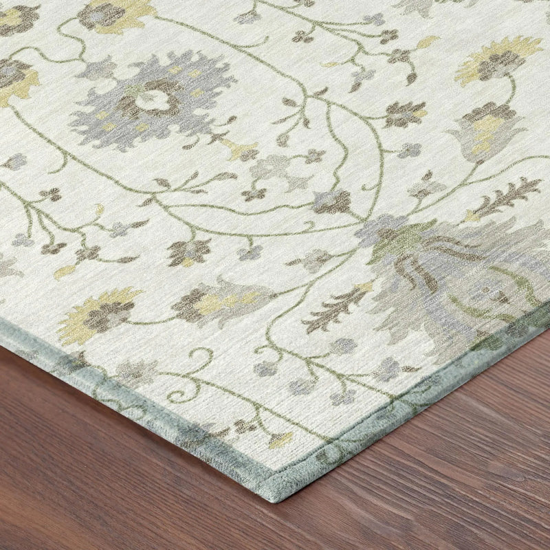 3' X 5' Ivory And Silver Oriental Washable Indoor Outdoor Area Rug Homeroots Outdoor