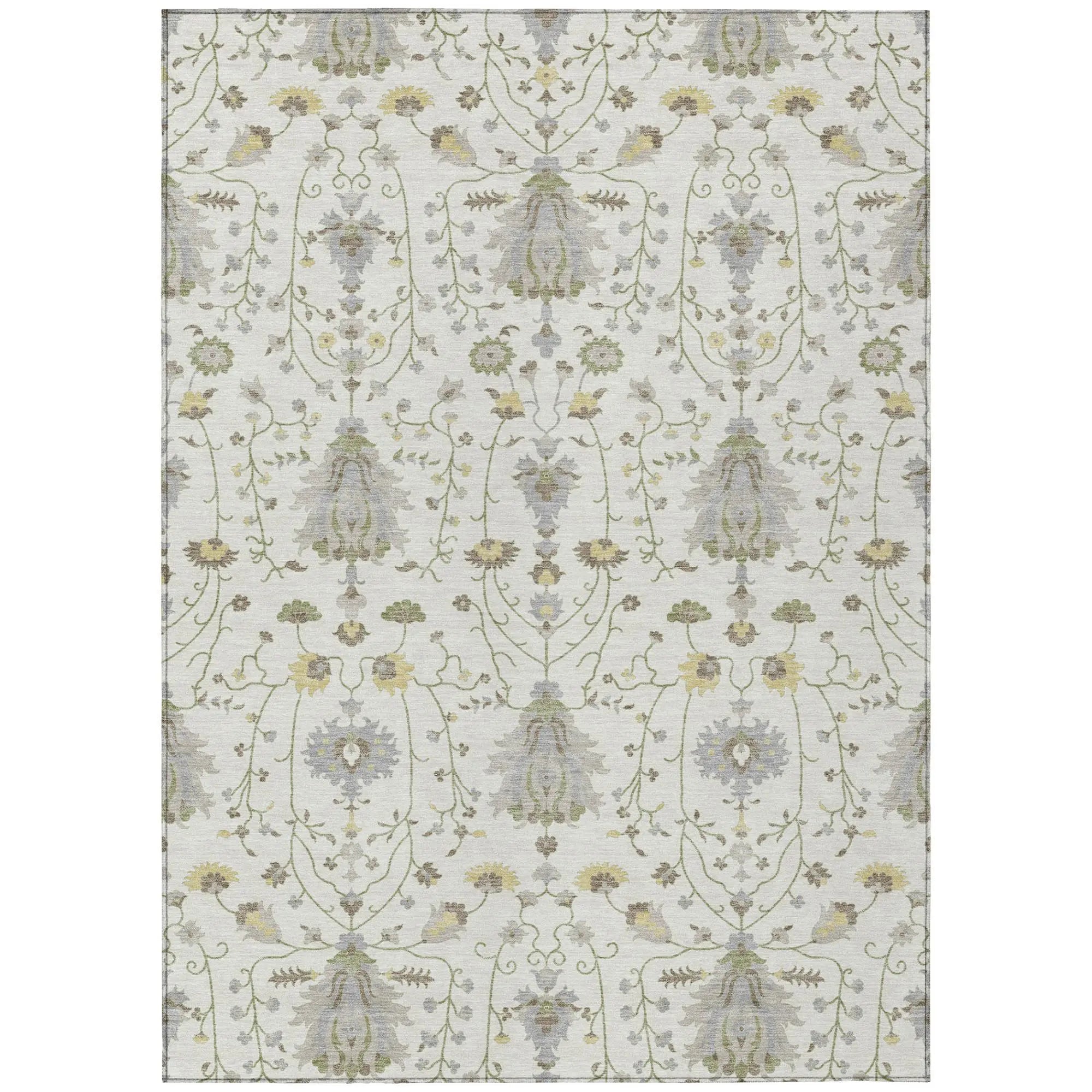 3' X 5' Ivory And Silver Oriental Washable Indoor Outdoor Area Rug Homeroots Outdoor