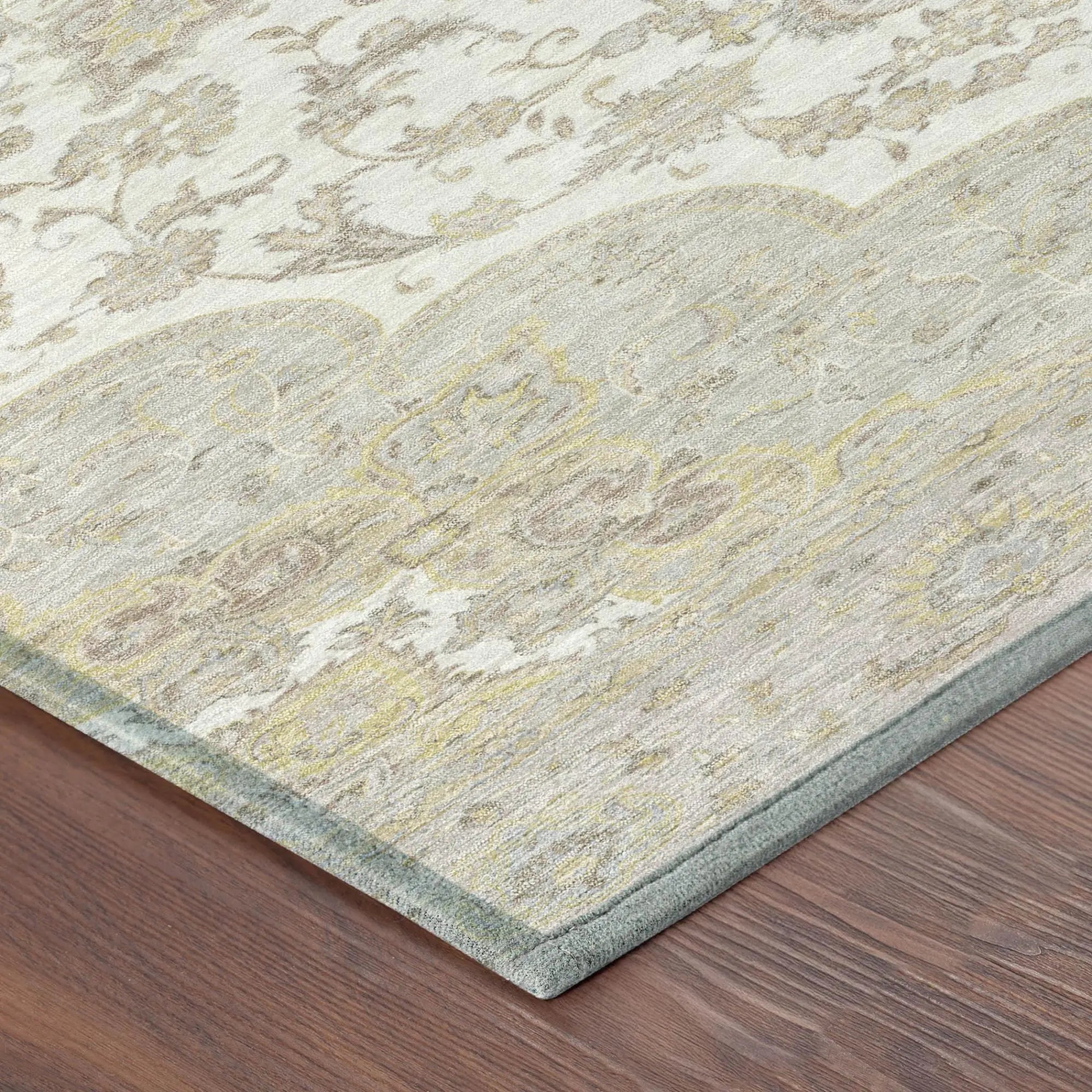3' X 5' Ivory And Silver Oriental Washable Indoor Outdoor Area Rug Homeroots Outdoor