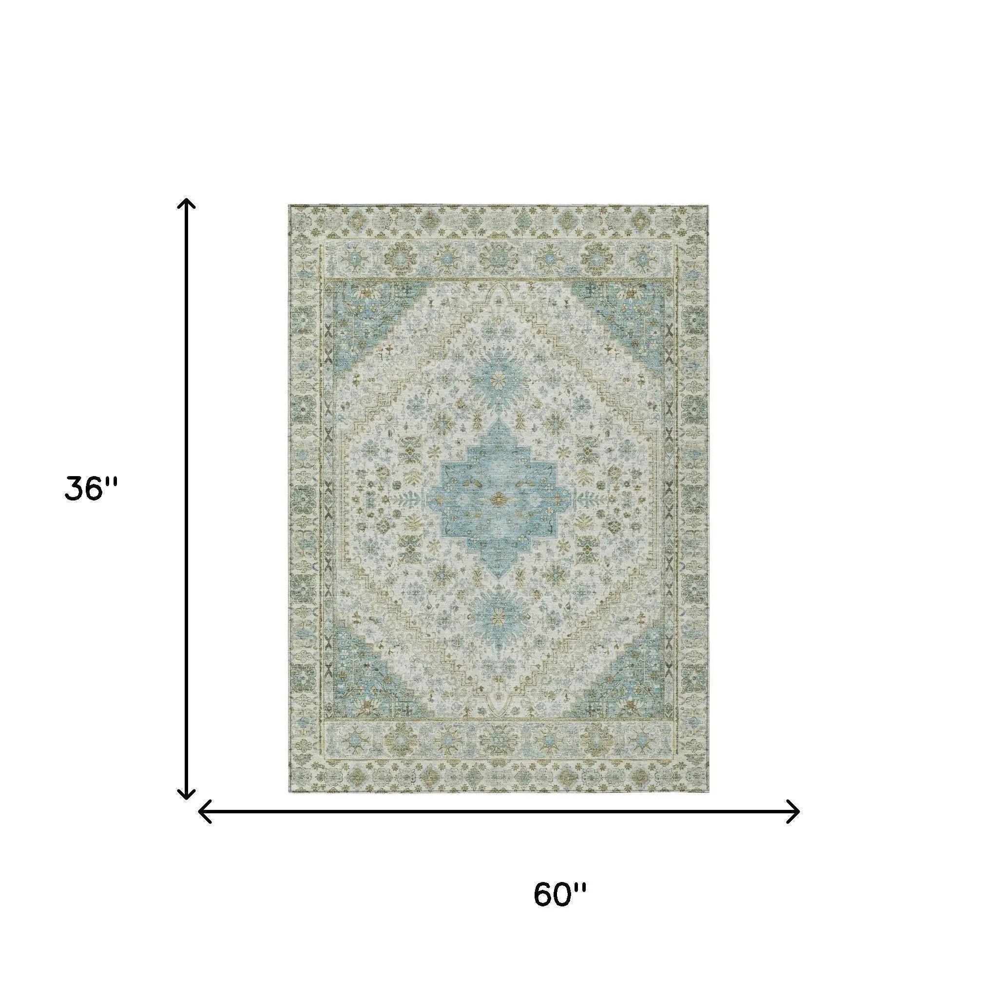 3' X 5' Ivory And Silver Oriental Washable Indoor Outdoor Area Rug Homeroots Outdoor