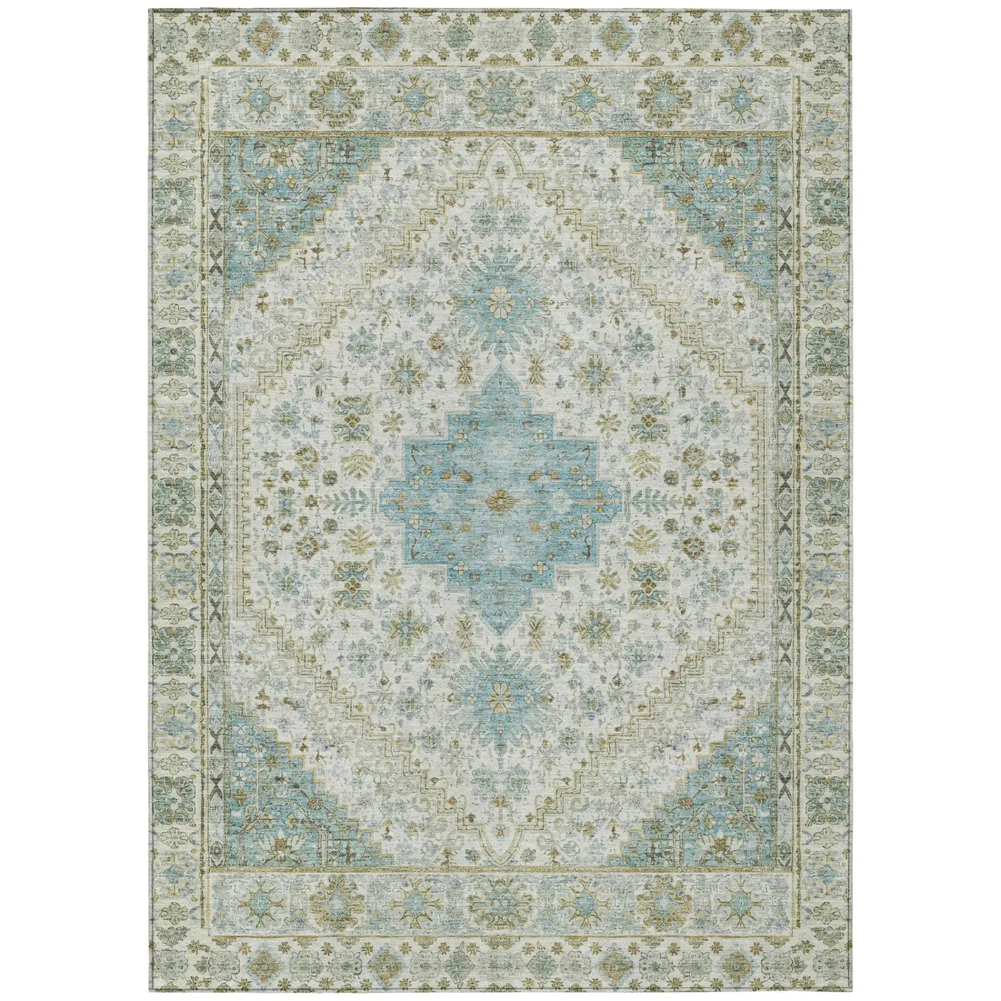 3' X 5' Ivory And Silver Oriental Washable Indoor Outdoor Area Rug Homeroots Outdoor