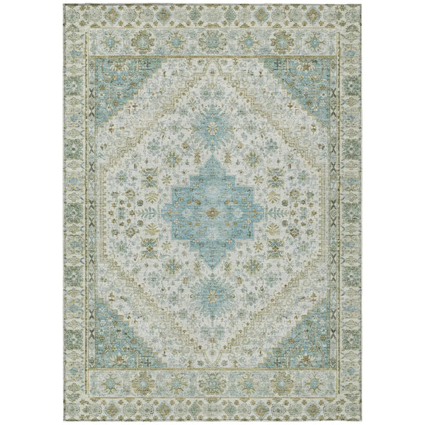 3' X 5' Ivory And Silver Oriental Washable Indoor Outdoor Area Rug Homeroots Outdoor