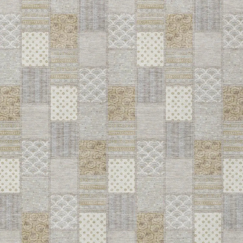 3' X 5' Ivory And Silver Patchwork Washable Indoor Outdoor Area Rug Homeroots Outdoor