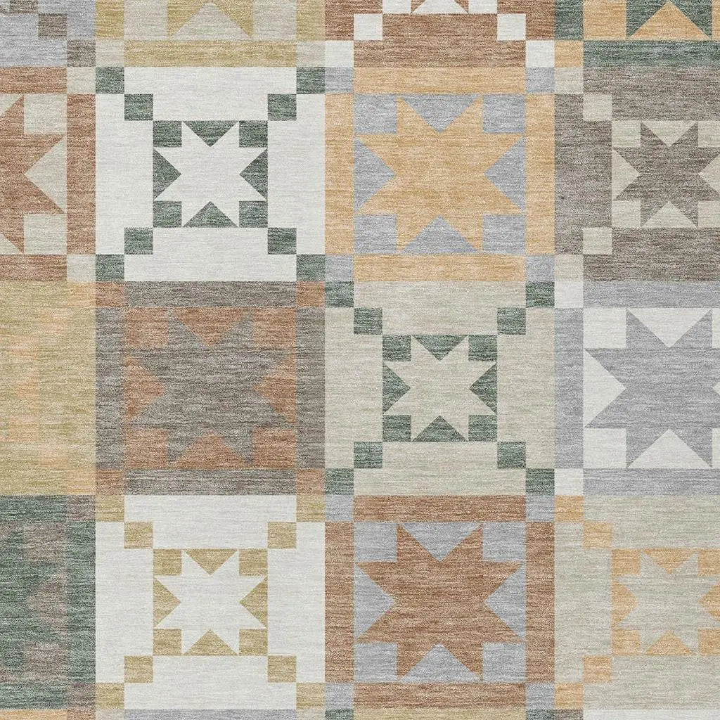 3' X 5' Ivory And Silver Patchwork Washable Indoor Outdoor Area Rug Homeroots Outdoor