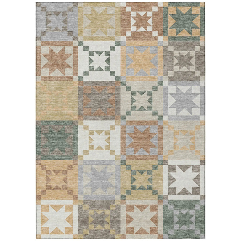 3' X 5' Ivory And Silver Patchwork Washable Indoor Outdoor Area Rug Homeroots Outdoor