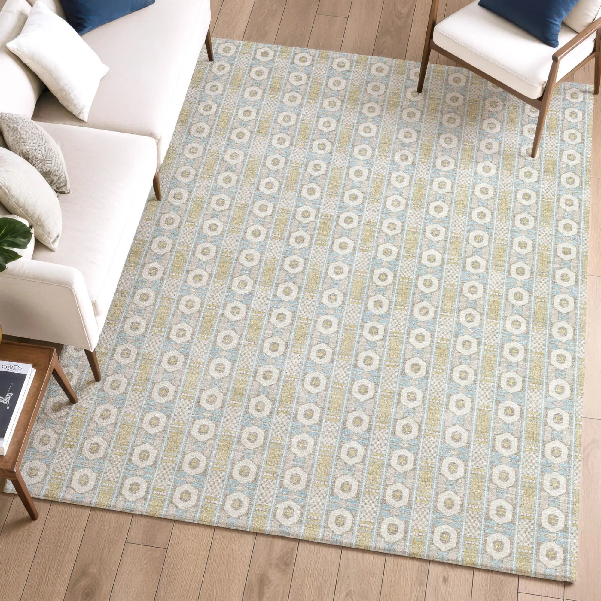3' X 5' Ivory And Silver Striped Washable Indoor Outdoor Area Rug Homeroots Outdoor