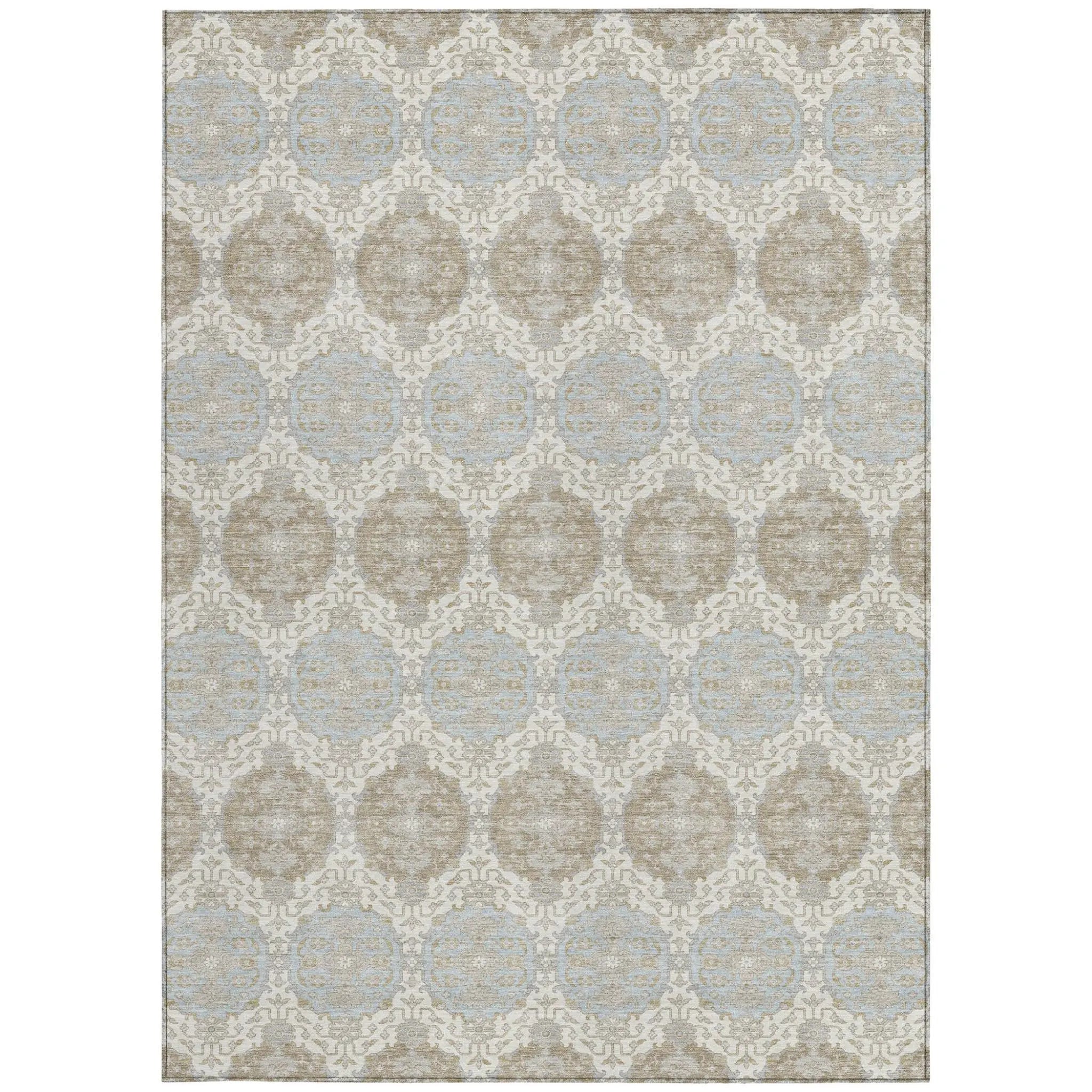 3' X 5' Ivory And Silver Striped Washable Indoor Outdoor Area Rug Homeroots Outdoor