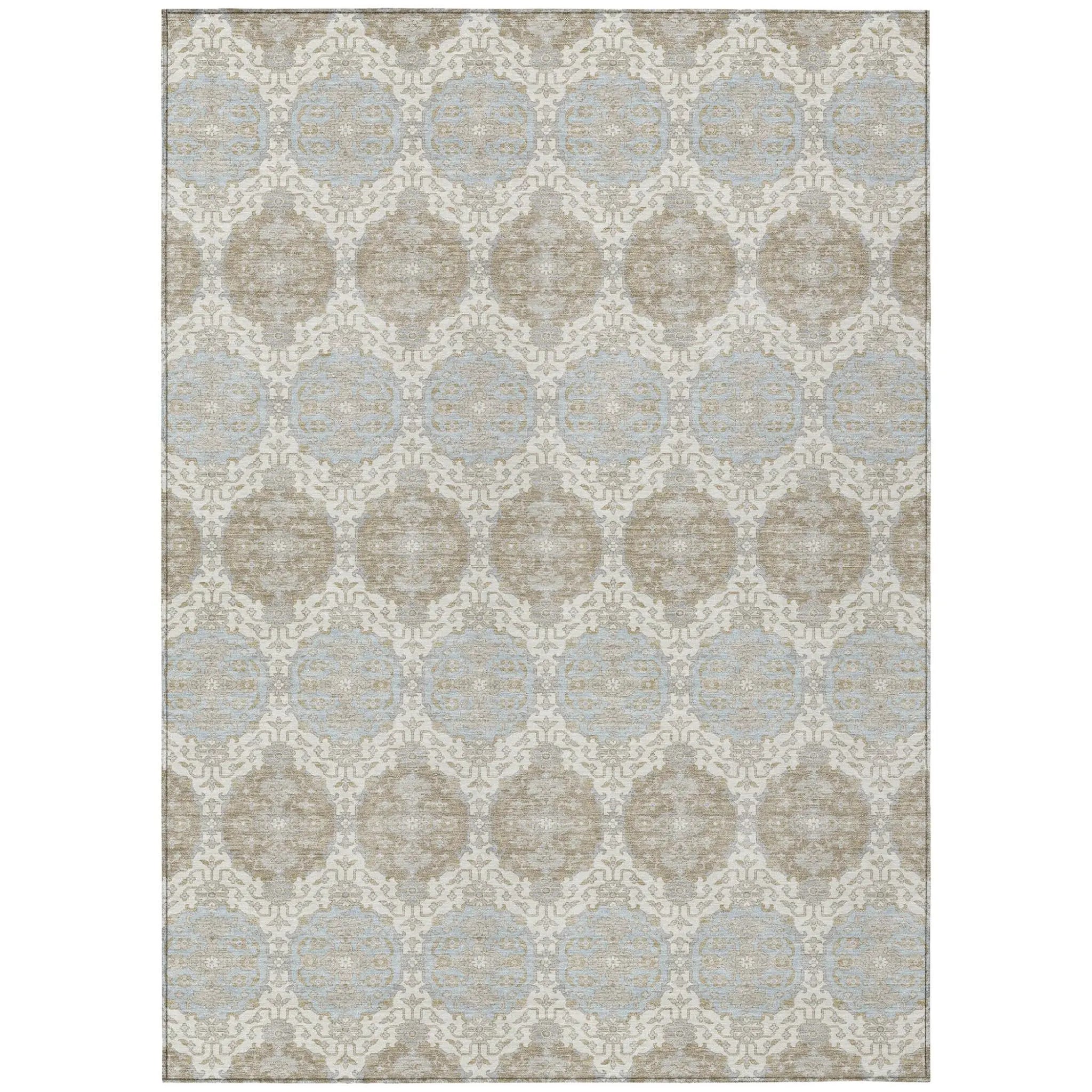 3' X 5' Ivory And Silver Striped Washable Indoor Outdoor Area Rug Homeroots Outdoor