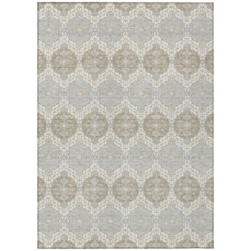 3' X 5' Ivory And Silver Striped Washable Indoor Outdoor Area Rug Homeroots Outdoor