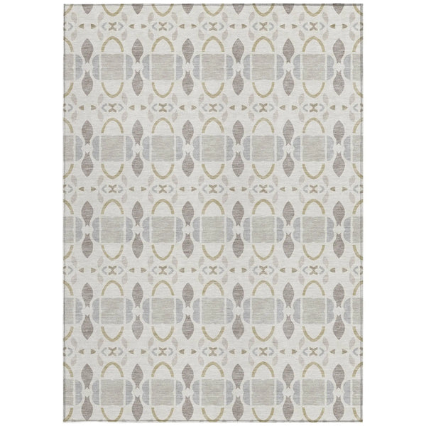 3' X 5' Ivory And Silver Striped Washable Indoor Outdoor Area Rug Homeroots Outdoor