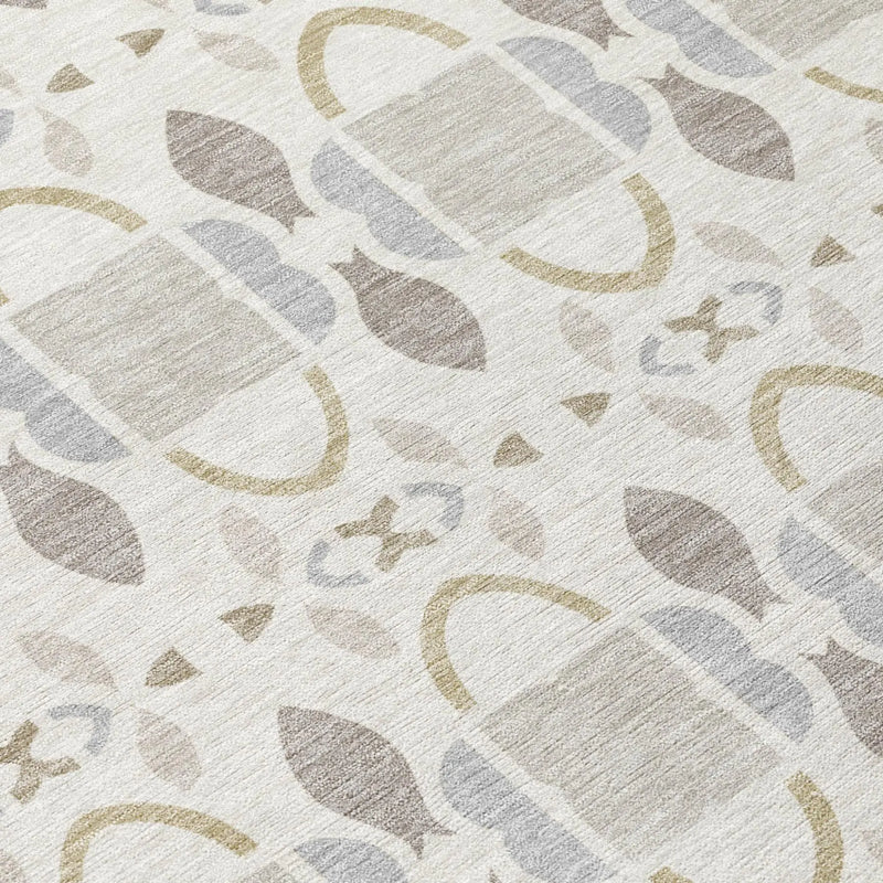 3' X 5' Ivory And Silver Striped Washable Indoor Outdoor Area Rug Homeroots Outdoor