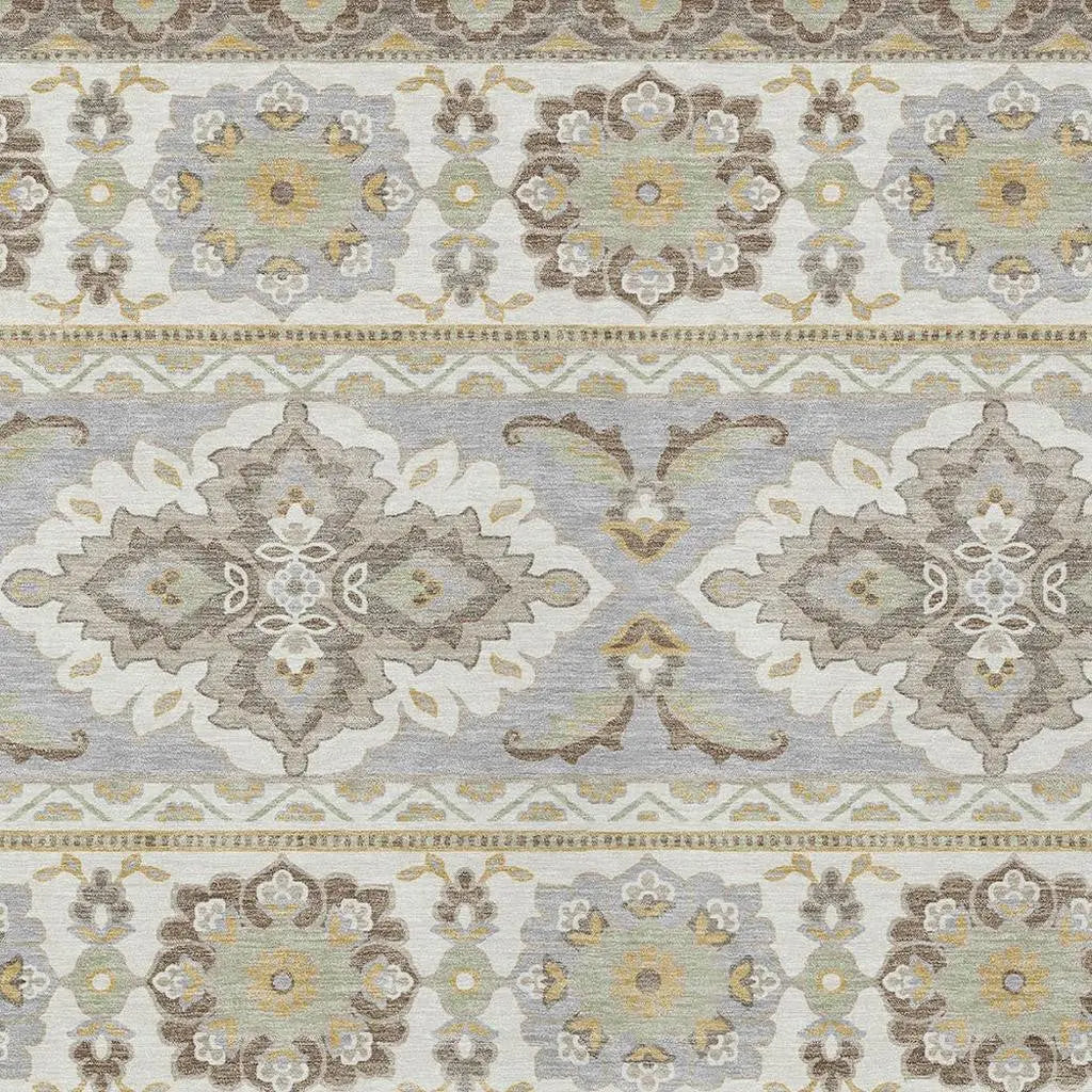 3' X 5' Ivory And Silver Tribal Washable Indoor Outdoor Area Rug Homeroots Outdoor