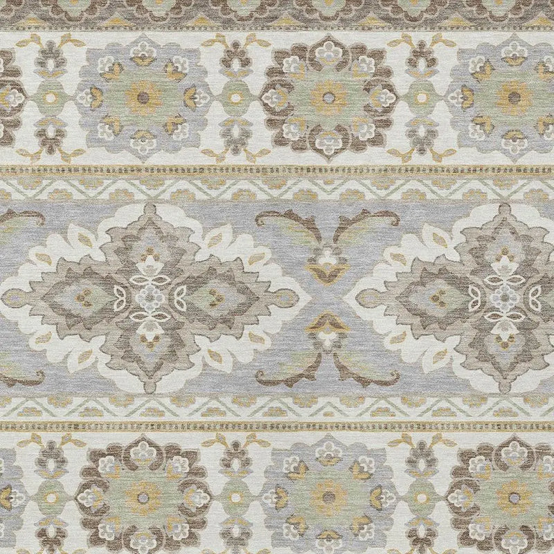 3' X 5' Ivory And Silver Tribal Washable Indoor Outdoor Area Rug Homeroots Outdoor