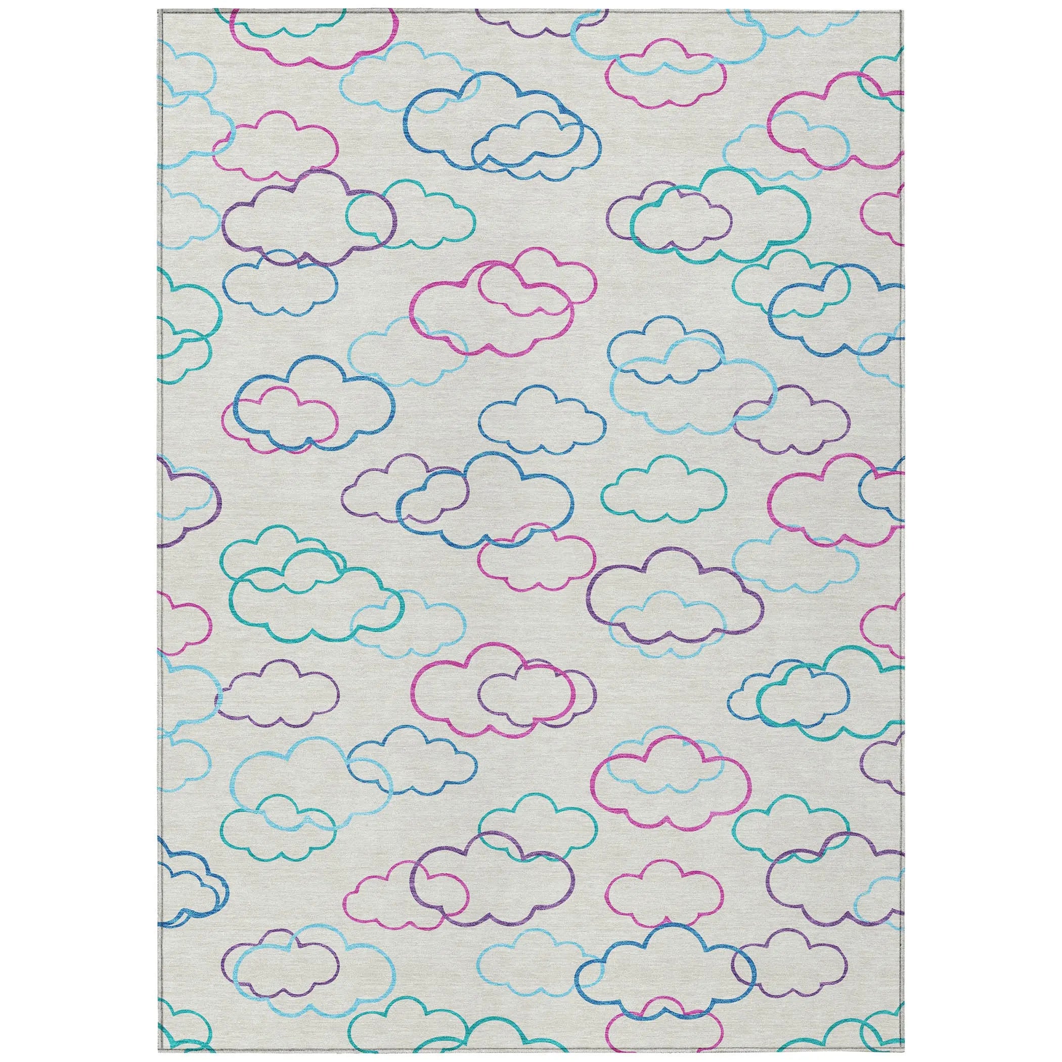 3' X 5' Ivory And Sky Blue Abstract Washable Indoor Outdoor Area Rug Homeroots Outdoor
