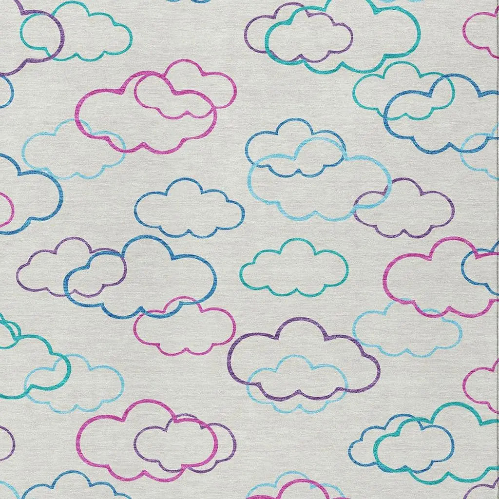 3' X 5' Ivory And Sky Blue Abstract Washable Indoor Outdoor Area Rug Homeroots Outdoor
