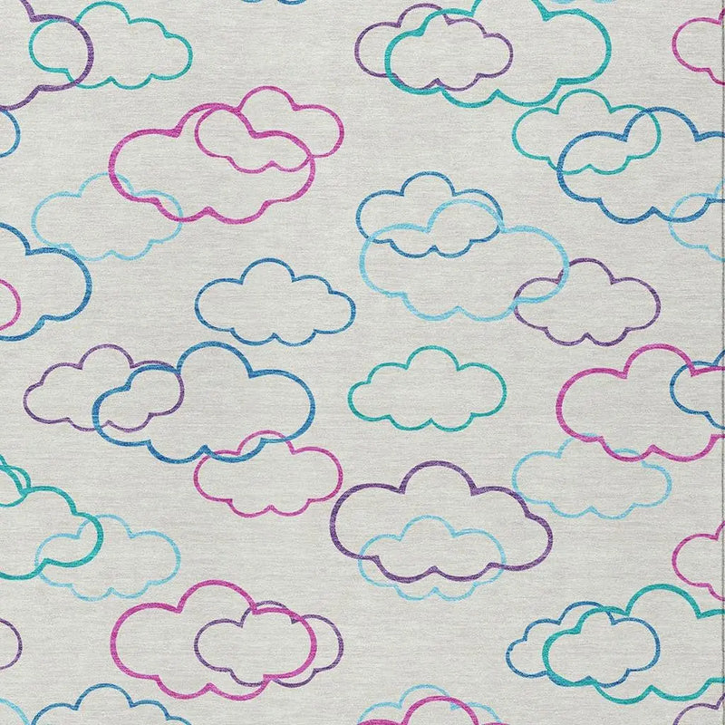 3' X 5' Ivory And Sky Blue Abstract Washable Indoor Outdoor Area Rug Homeroots Outdoor