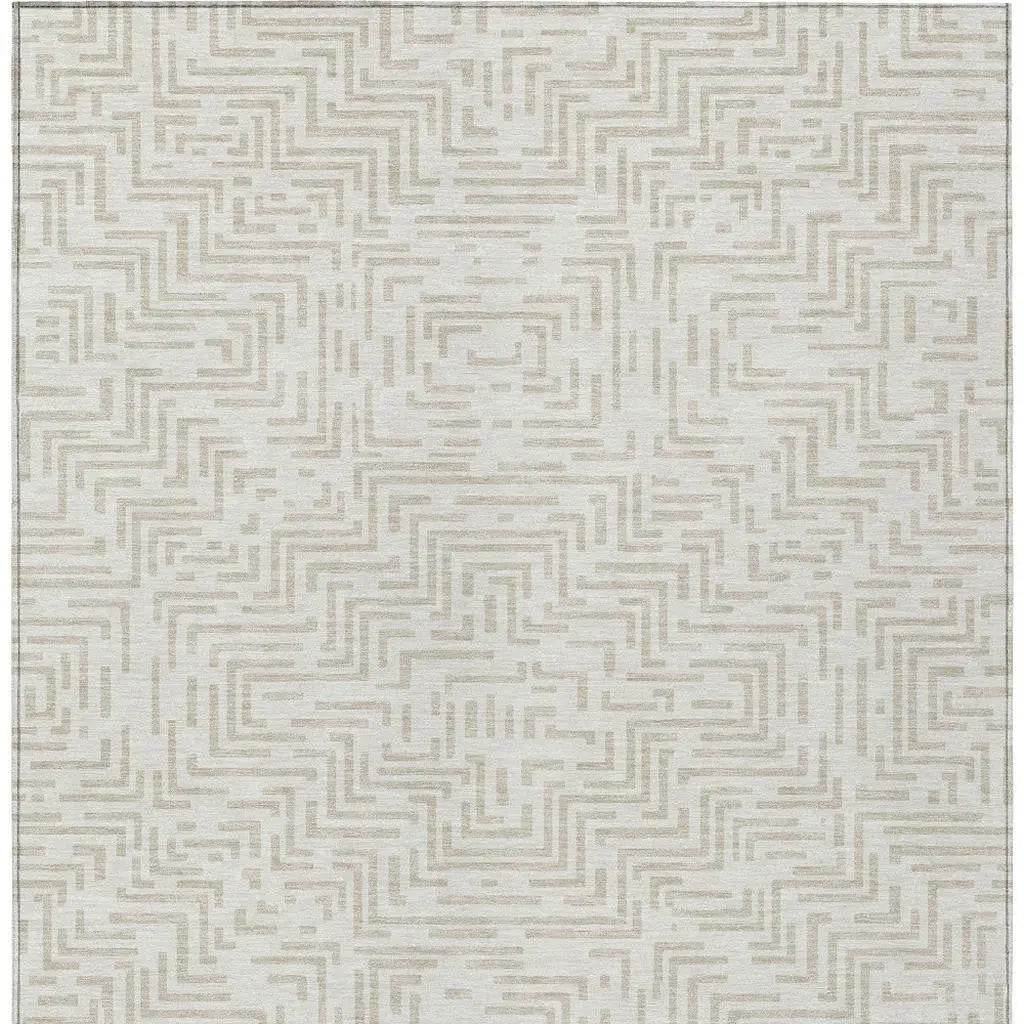 3' X 5' Ivory And Sky Blue Geometric Washable Indoor Outdoor Area Rug Homeroots Outdoor