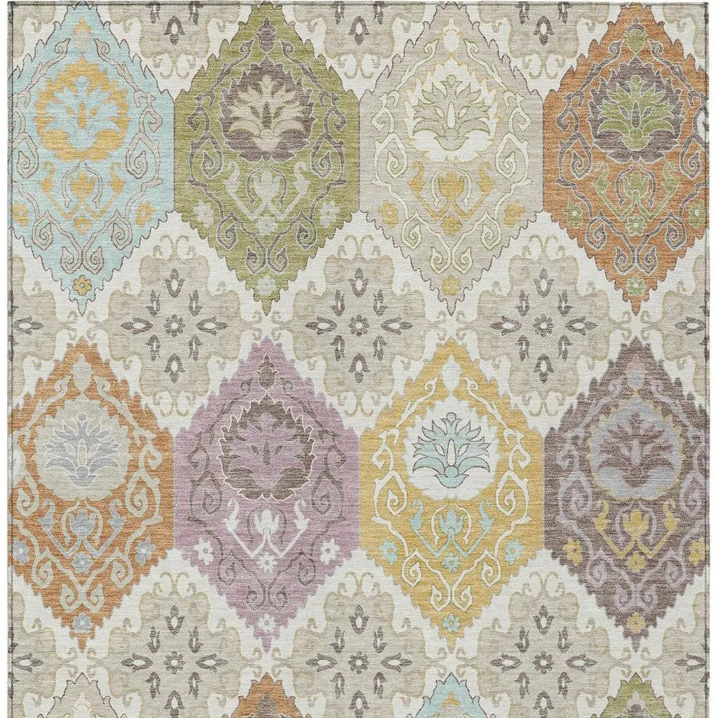 3' X 5' Ivory And Sky Blue Geometric Washable Indoor Outdoor Area Rug Homeroots Outdoor