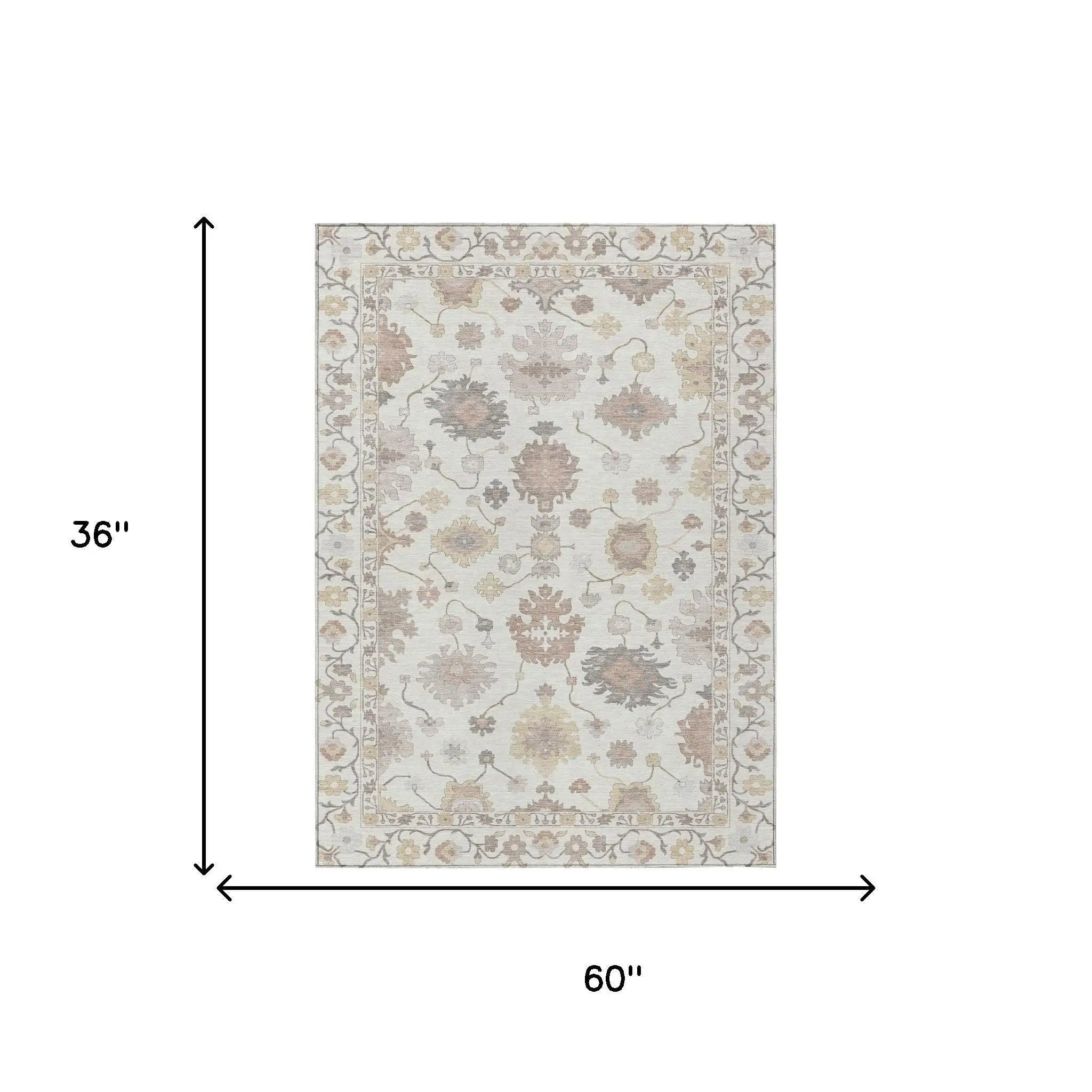 3' X 5' Ivory And Sky Blue Oriental Washable Indoor Outdoor Area Rug Homeroots Outdoor