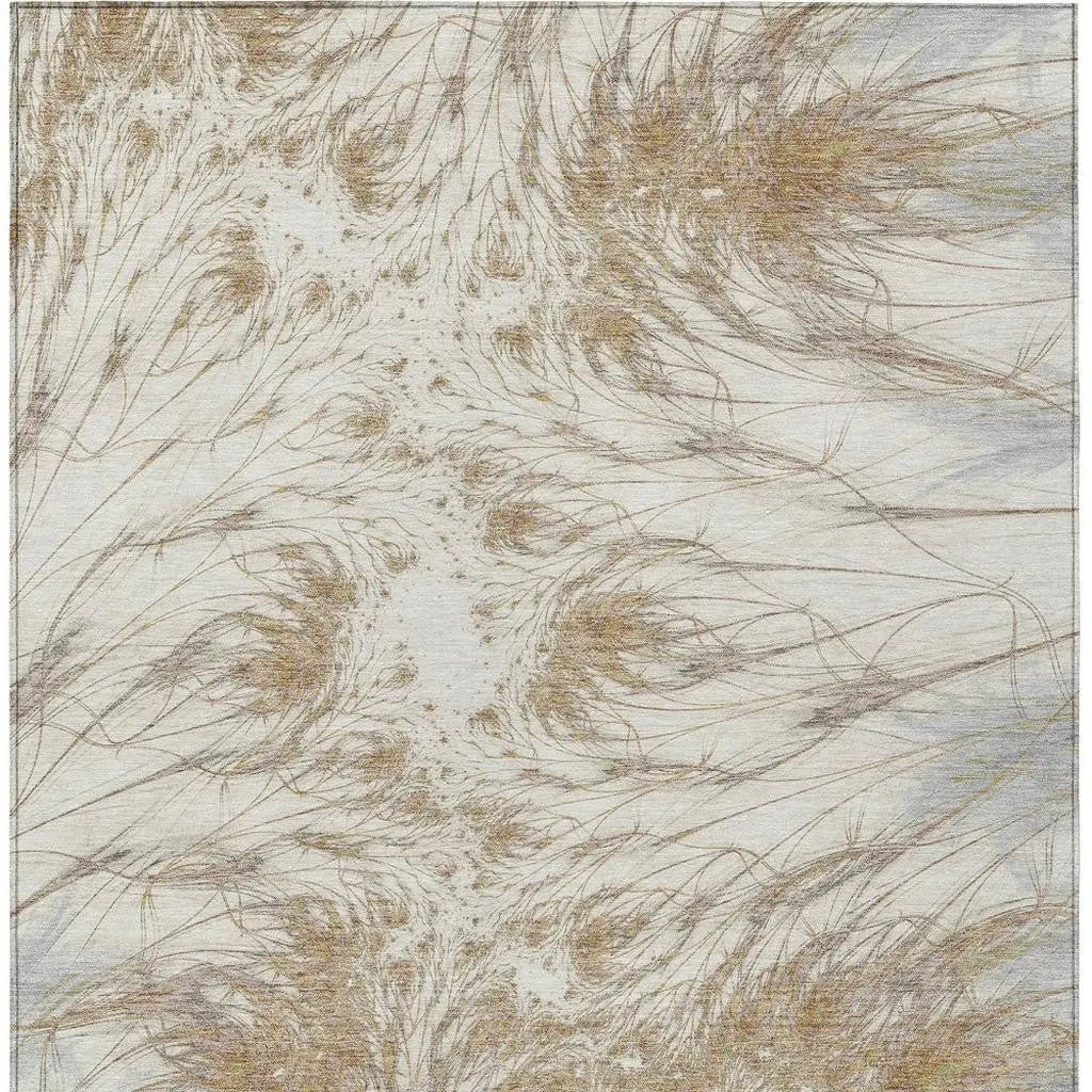 3' X 5' Ivory And Taupe Oriental Washable Indoor Outdoor Area Rug Homeroots Outdoor