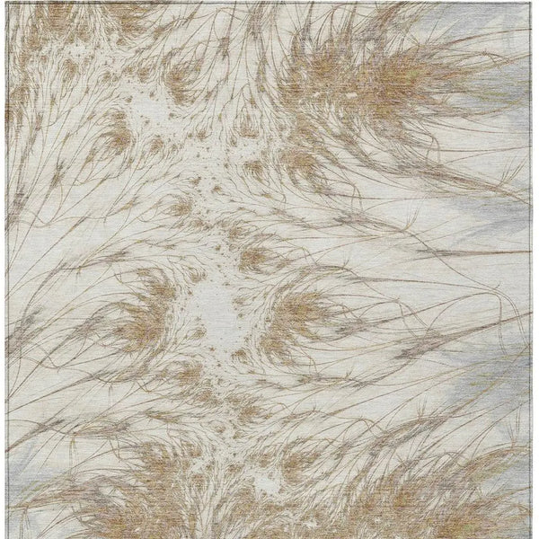 3' X 5' Ivory And Taupe Oriental Washable Indoor Outdoor Area Rug Homeroots Outdoor