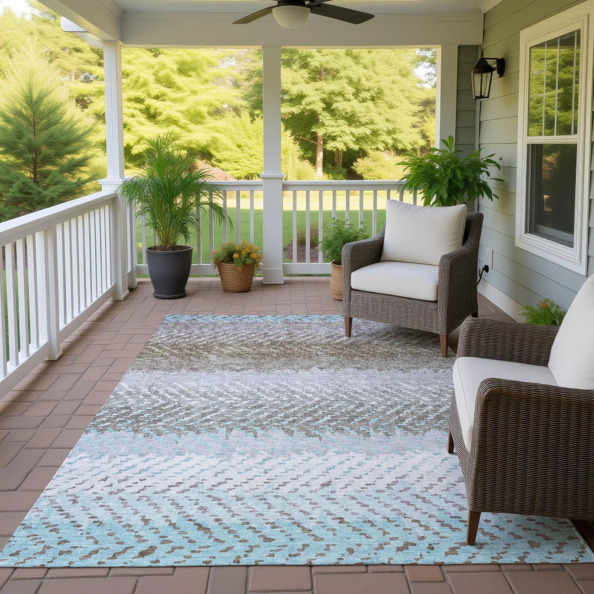 3' X 5' Ivory And Taupe Striped Washable Indoor Outdoor Area Rug Homeroots Outdoor