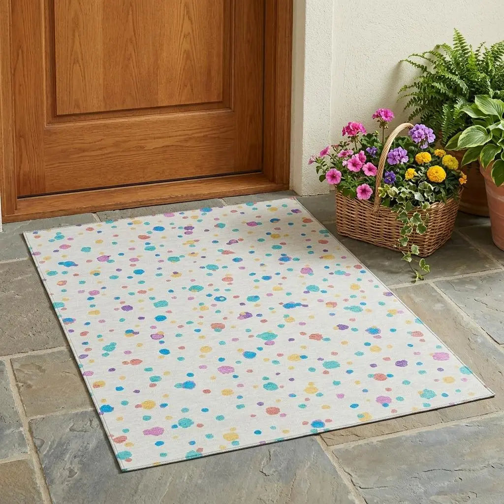 3' X 5' Ivory And Teal Blue Geometric Washable Indoor Outdoor Area Rug Homeroots Outdoor