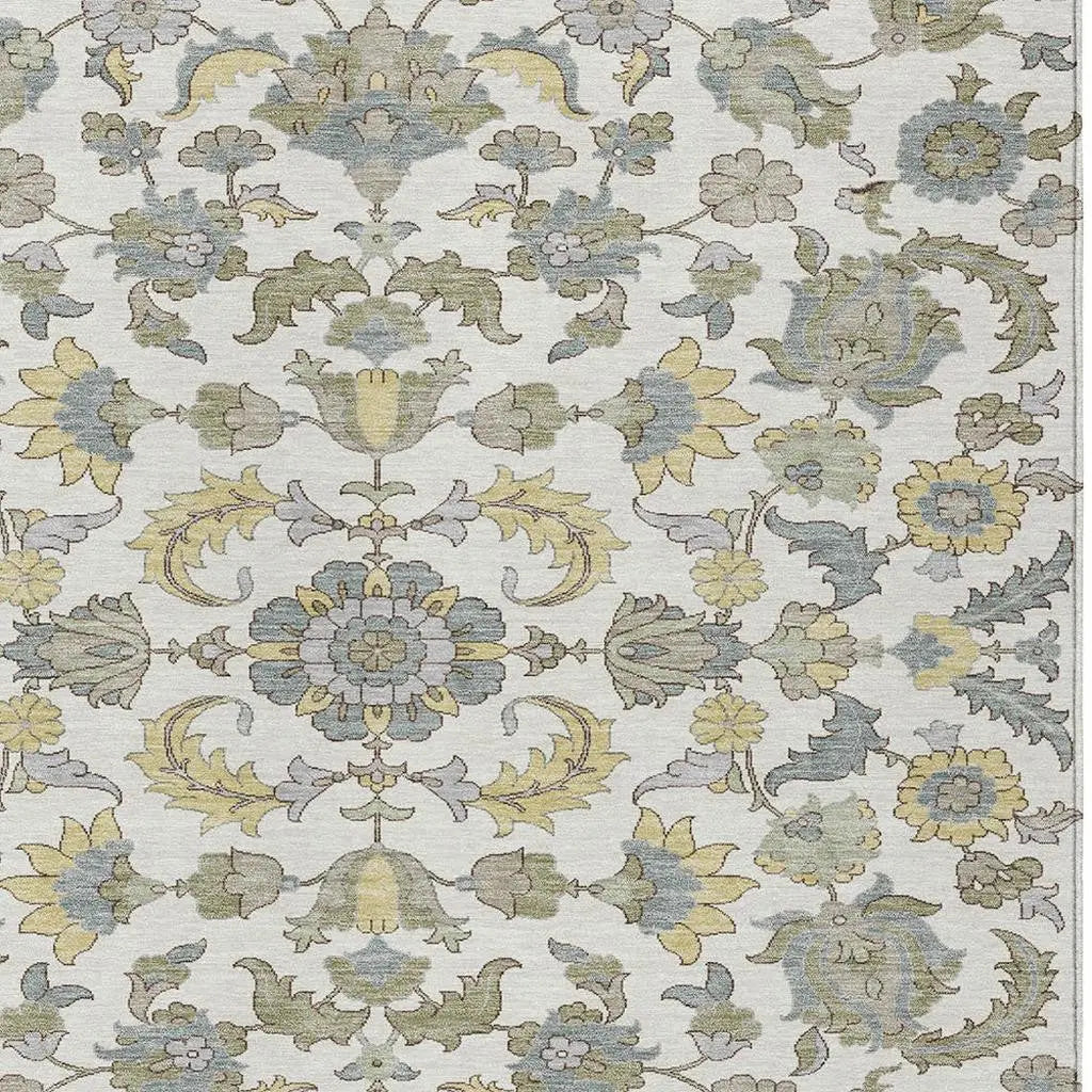 3' X 5' Ivory And Wheat Floral Medallion Washable Indoor Outdoor Area Rug Homeroots Outdoor