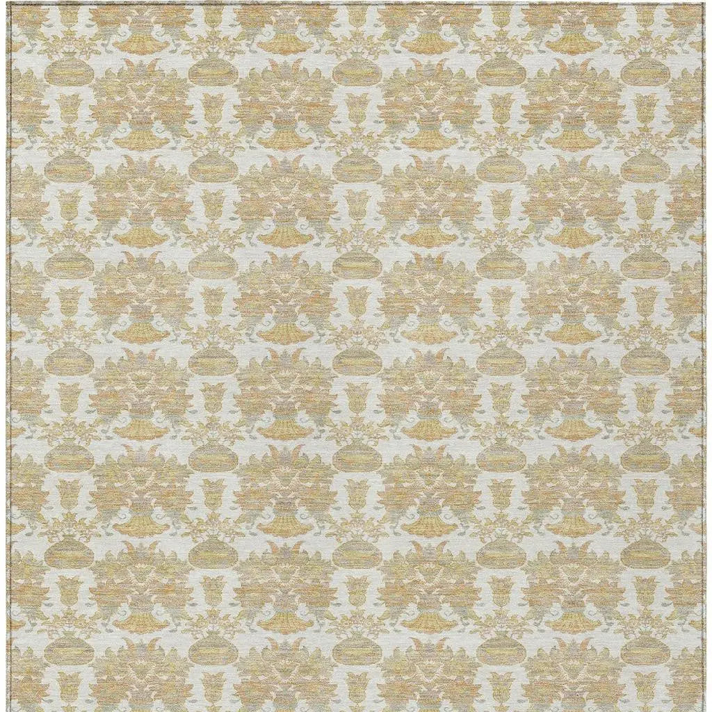 3' X 5' Ivory And Wheat Floral Washable Indoor Outdoor Area Rug Homeroots Outdoor