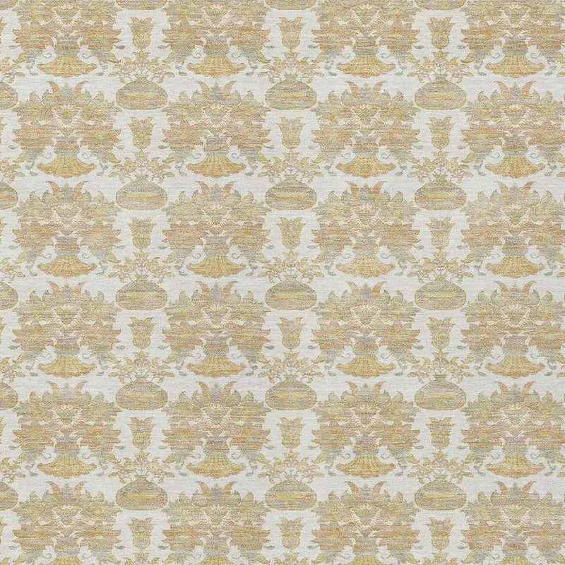 3' X 5' Ivory And Wheat Floral Washable Indoor Outdoor Area Rug Homeroots Outdoor