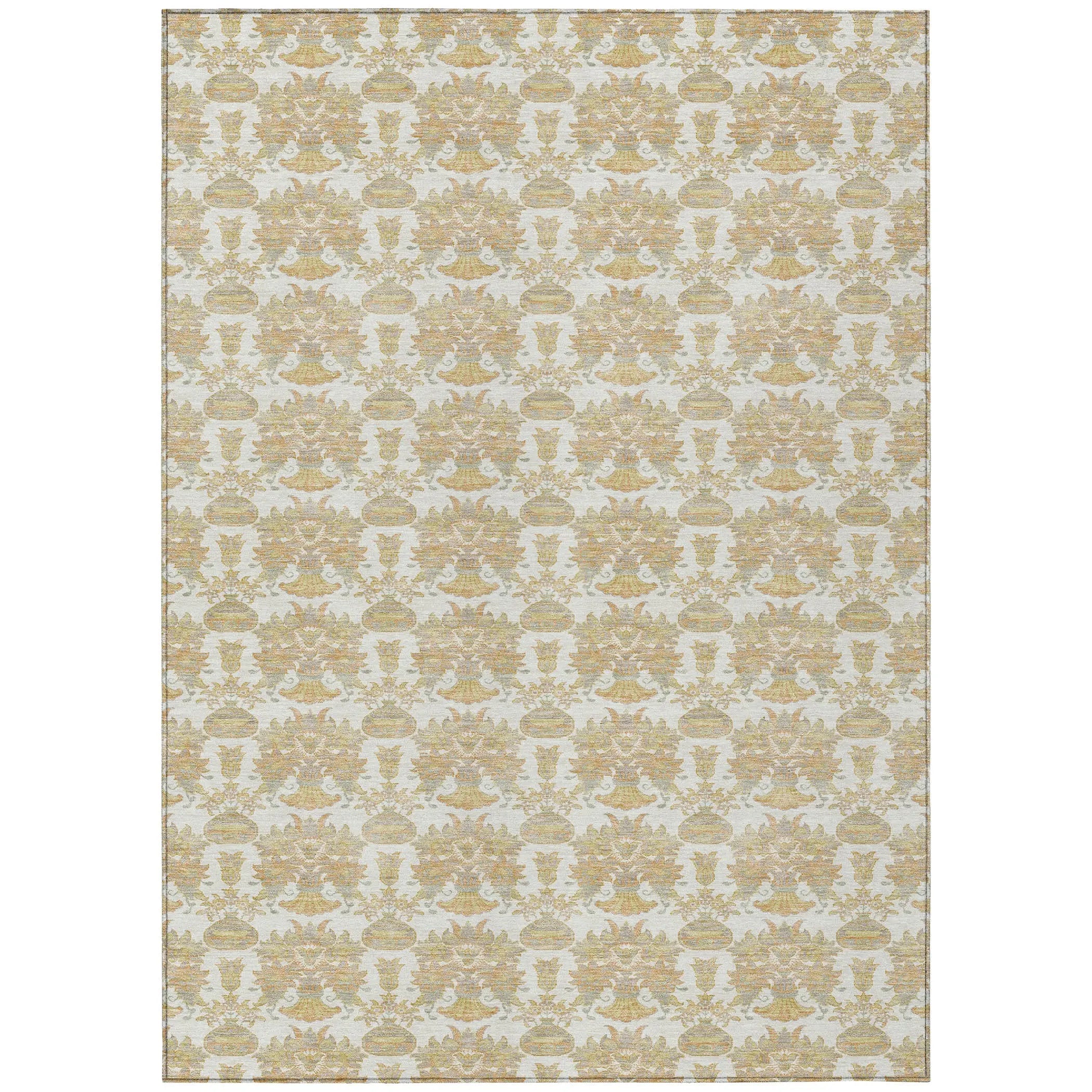 3' X 5' Ivory And Wheat Floral Washable Indoor Outdoor Area Rug Homeroots Outdoor