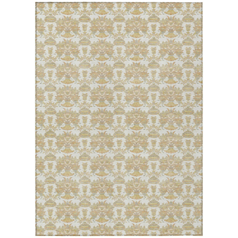 3' X 5' Ivory And Wheat Floral Washable Indoor Outdoor Area Rug Homeroots Outdoor