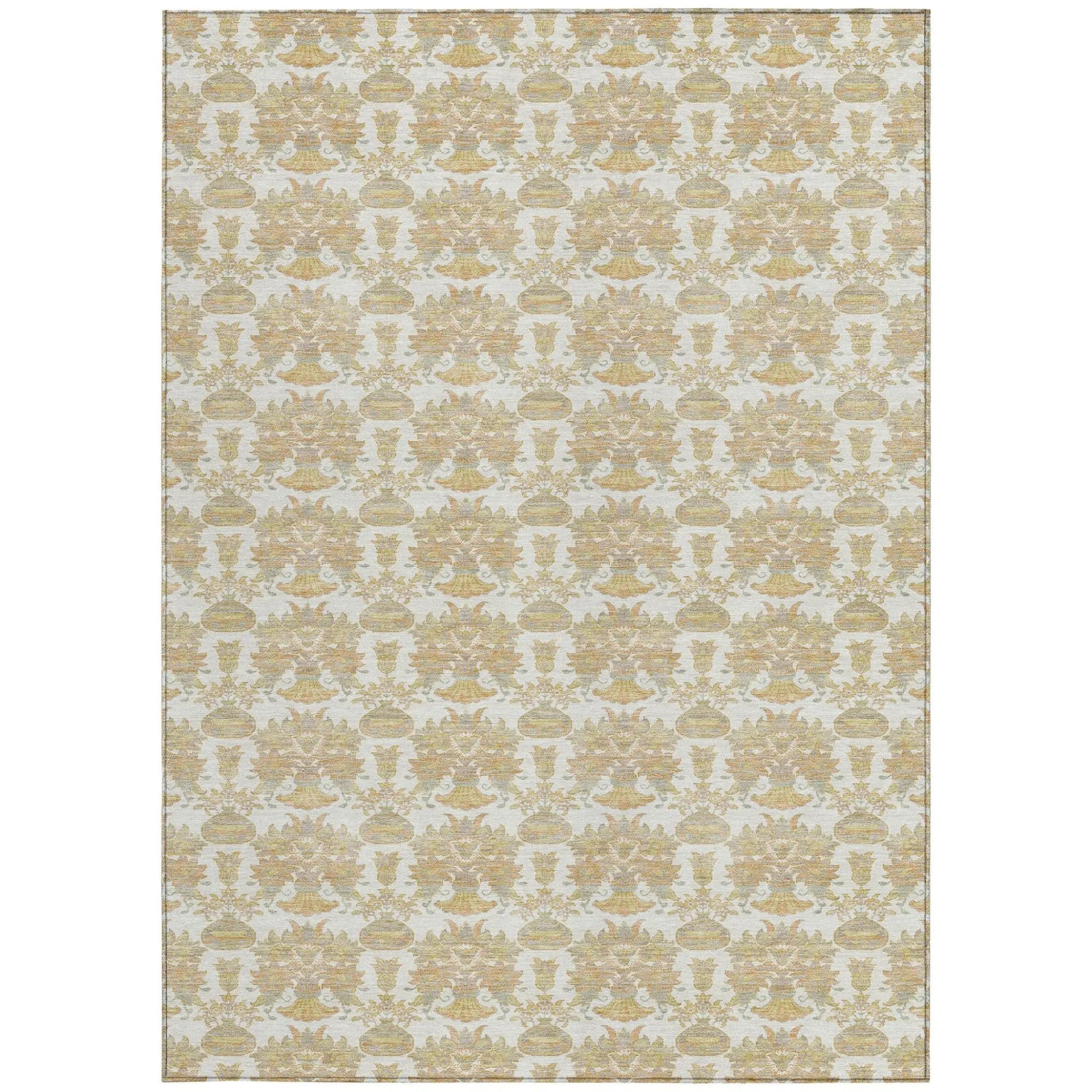 3' X 5' Ivory And Wheat Floral Washable Indoor Outdoor Area Rug Homeroots Outdoor