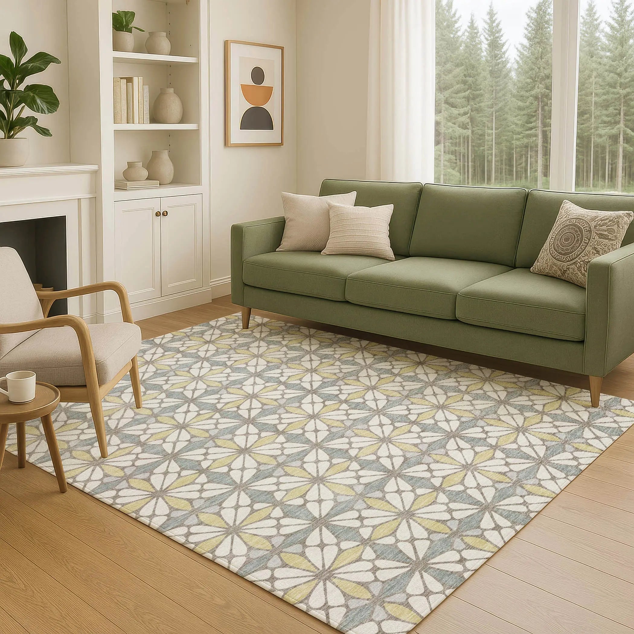 3' X 5' Ivory And Wheat Geometric Washable Indoor Outdoor Area Rug Homeroots Outdoor