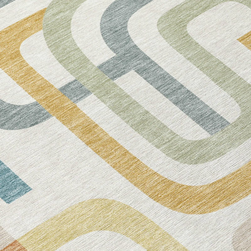 3' X 5' Ivory And Wheat Geometric Washable Indoor Outdoor Area Rug Homeroots Outdoor