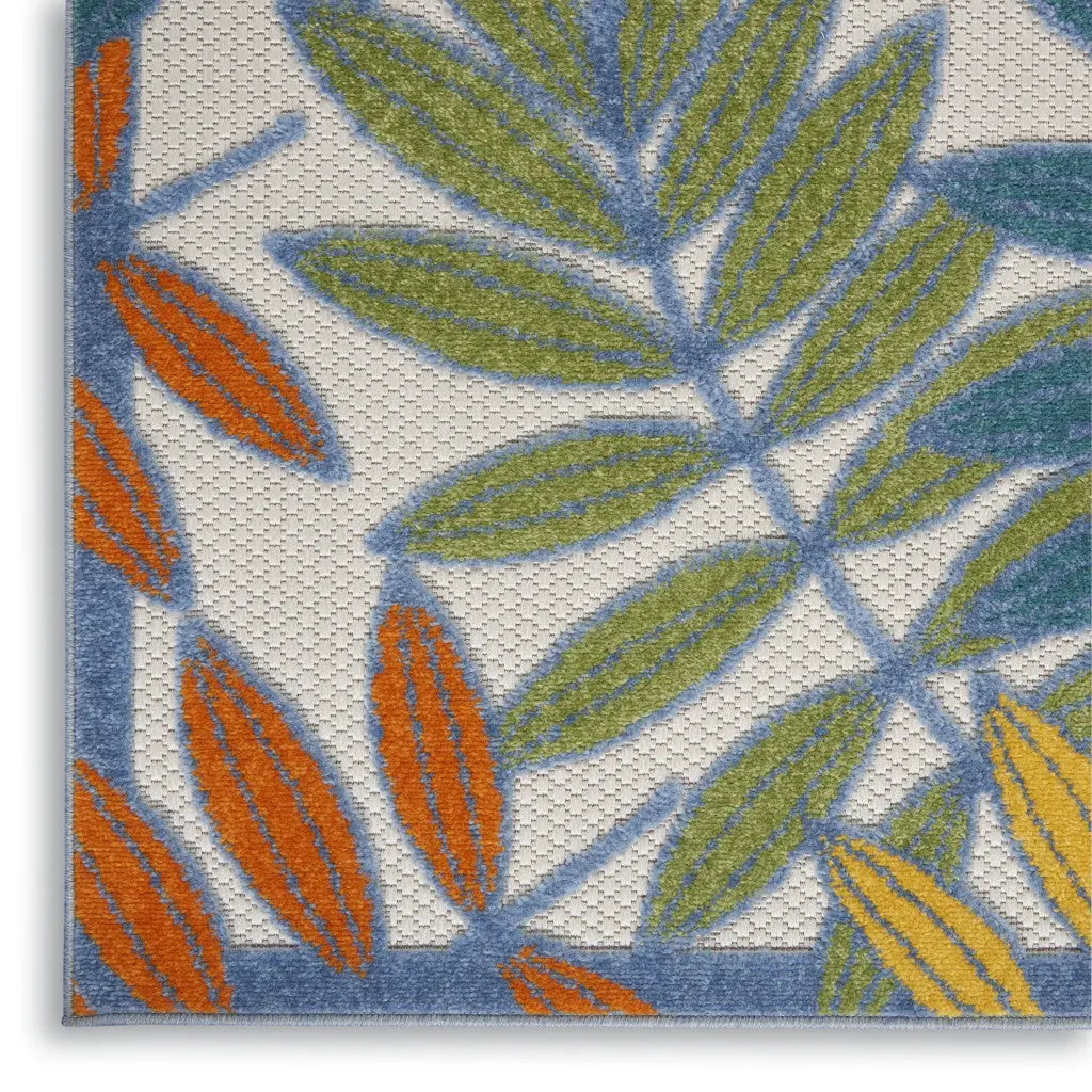 3' X 5' Ivory Yellow Orange Green And Blue Palm Leaf Indoor Outdoor Area Rug Homeroots Outdoor
