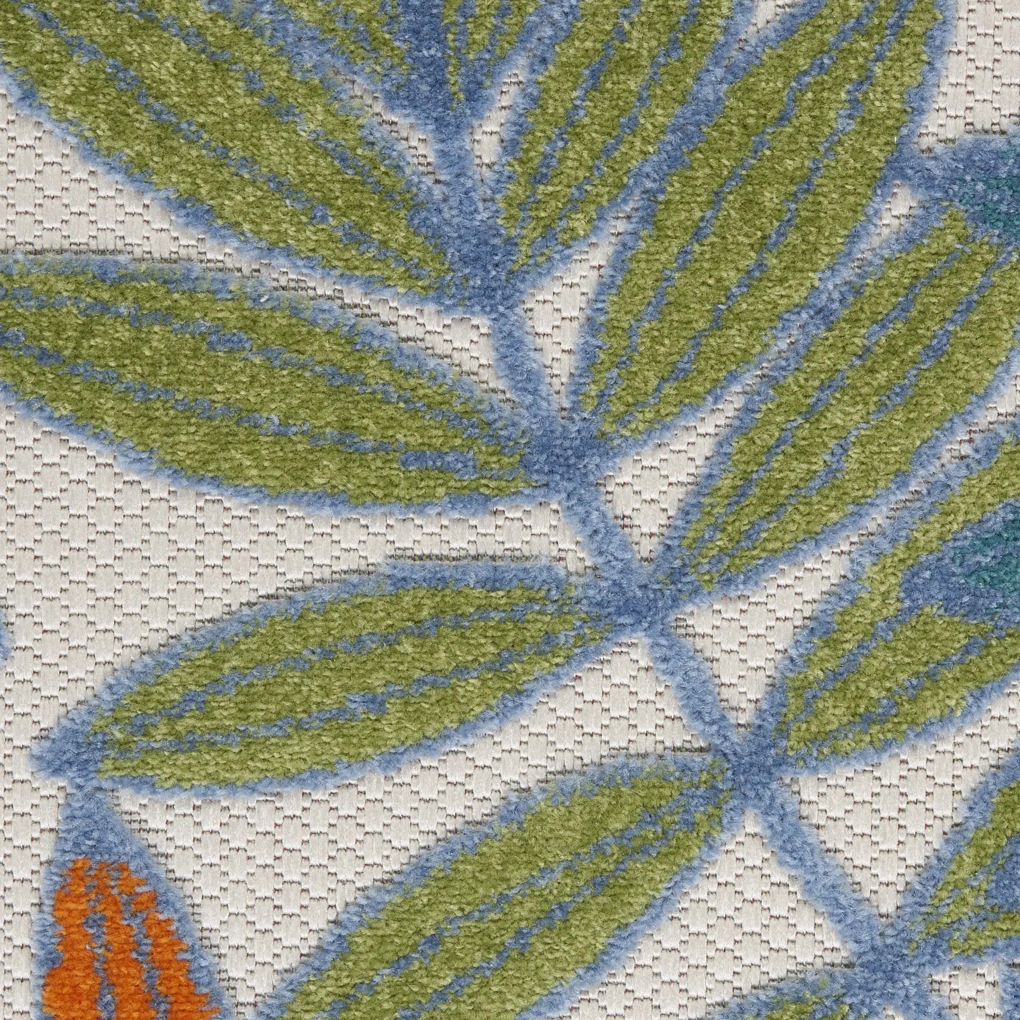3' X 5' Ivory Yellow Orange Green And Blue Palm Leaf Indoor Outdoor Area Rug Homeroots Outdoor